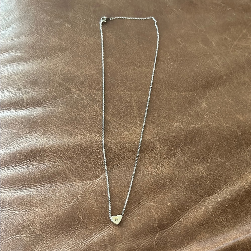 Elegant Silver Heart “M” Necklace